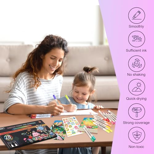 18 Colors Dual Tip Acrylic Paint Pens, Paint Pens Paint Markers With Extra Fine Tip and Brush Tip for Wood, Rock, Plastic, Glass, Ceramic, Canvas, Paper.Paint Markers for DIY Craft and Gifts.