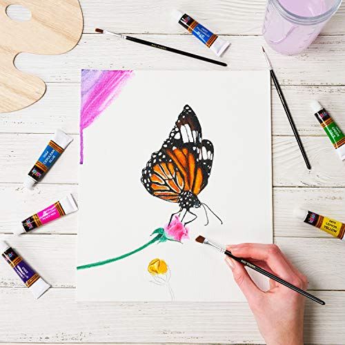 Acrylic Paint Set 12 Colors (0.41 oz, 12 ml) Paint Kit For Artists &#x26; Beginners Craft Paints for Paper,Canvas,Rock Painting,Wood,Ceramic &#x26; Fabric -Vibrant colours-Non-Toxic including 3 paint brushes