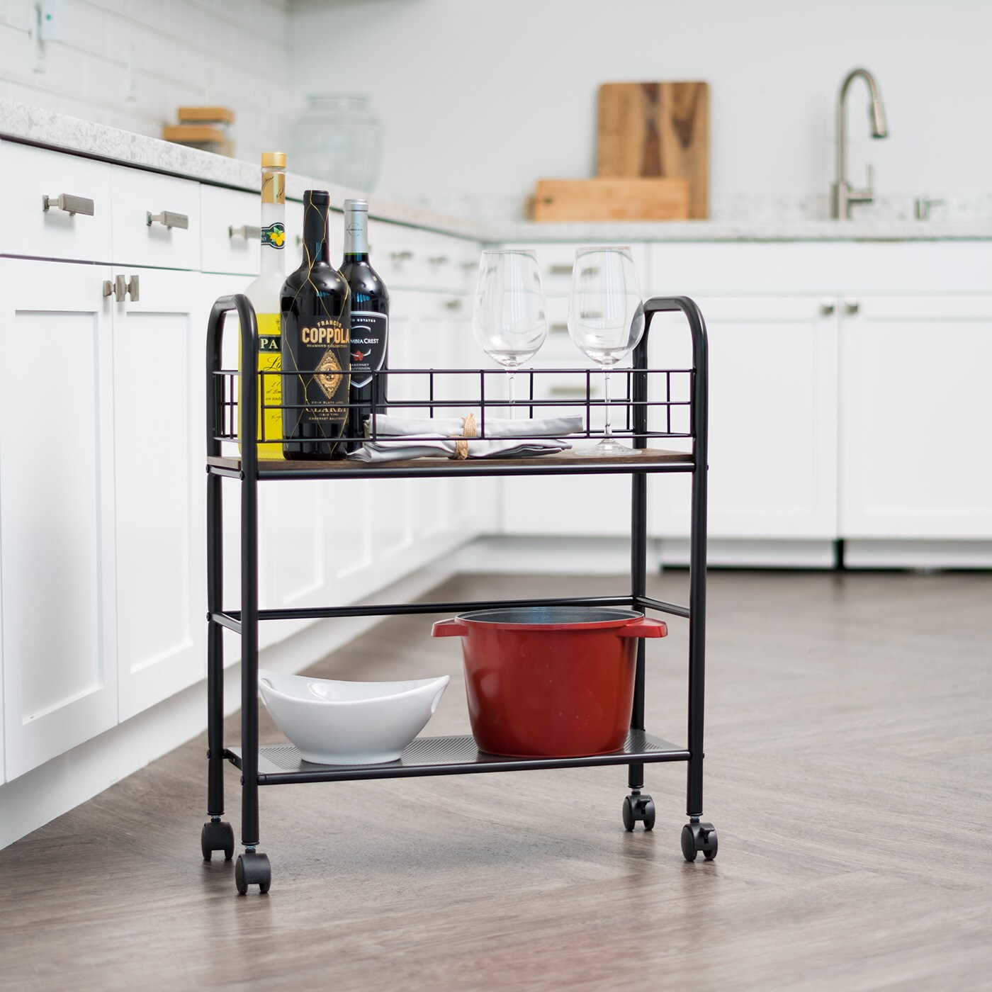 IRIS USA Metal Storage Cart with Casters, Kitchen Serving Cart