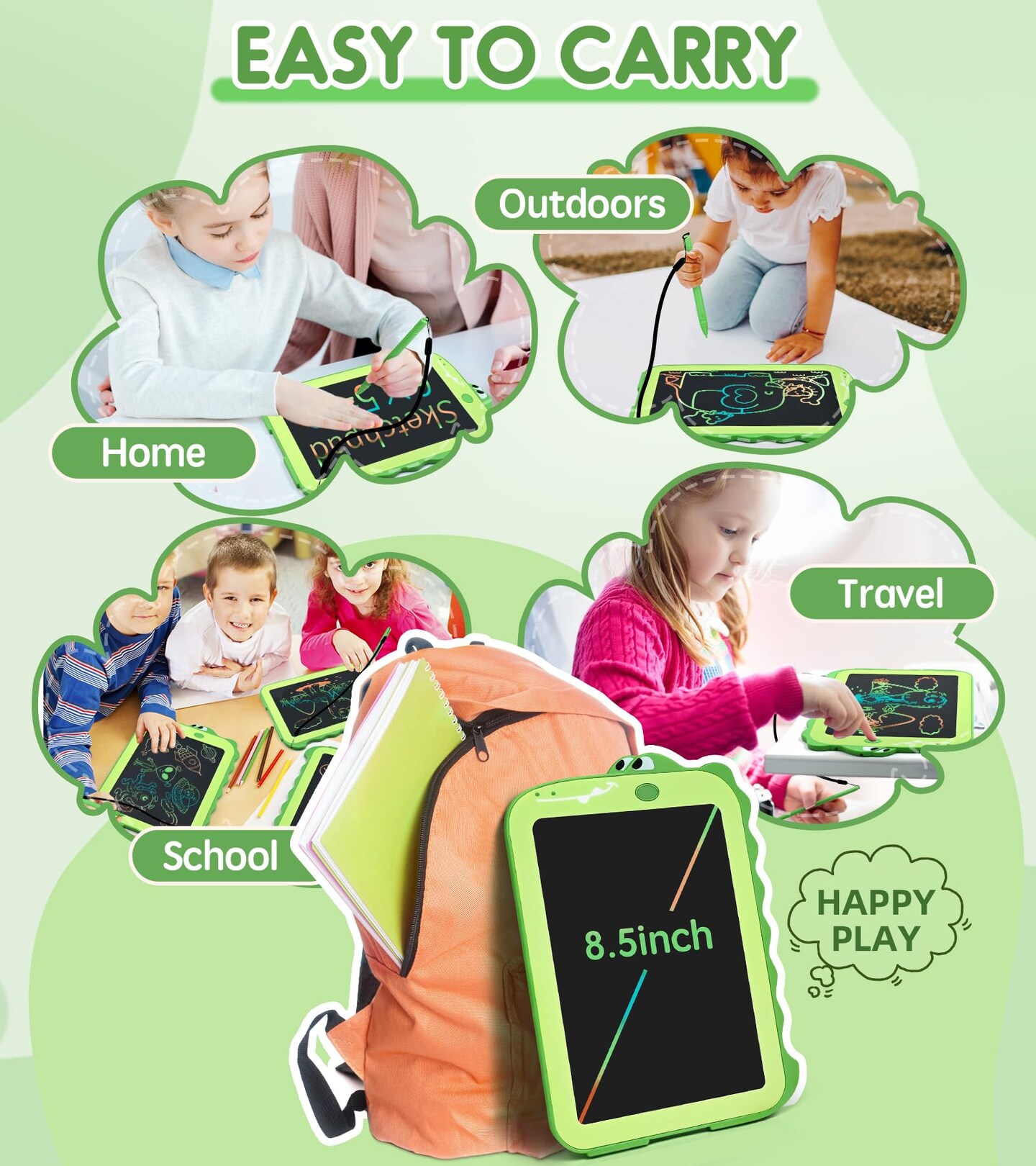 LCD Writing Tablet Kids Toys for Girls Boys Age 2-3 Gift Ideas, Dinosaur Colorful Doodle Board Educational Learning Toys for Children 3 4 5 6 7 8 Year Old, Toddler Drawing Pad Travel Toys