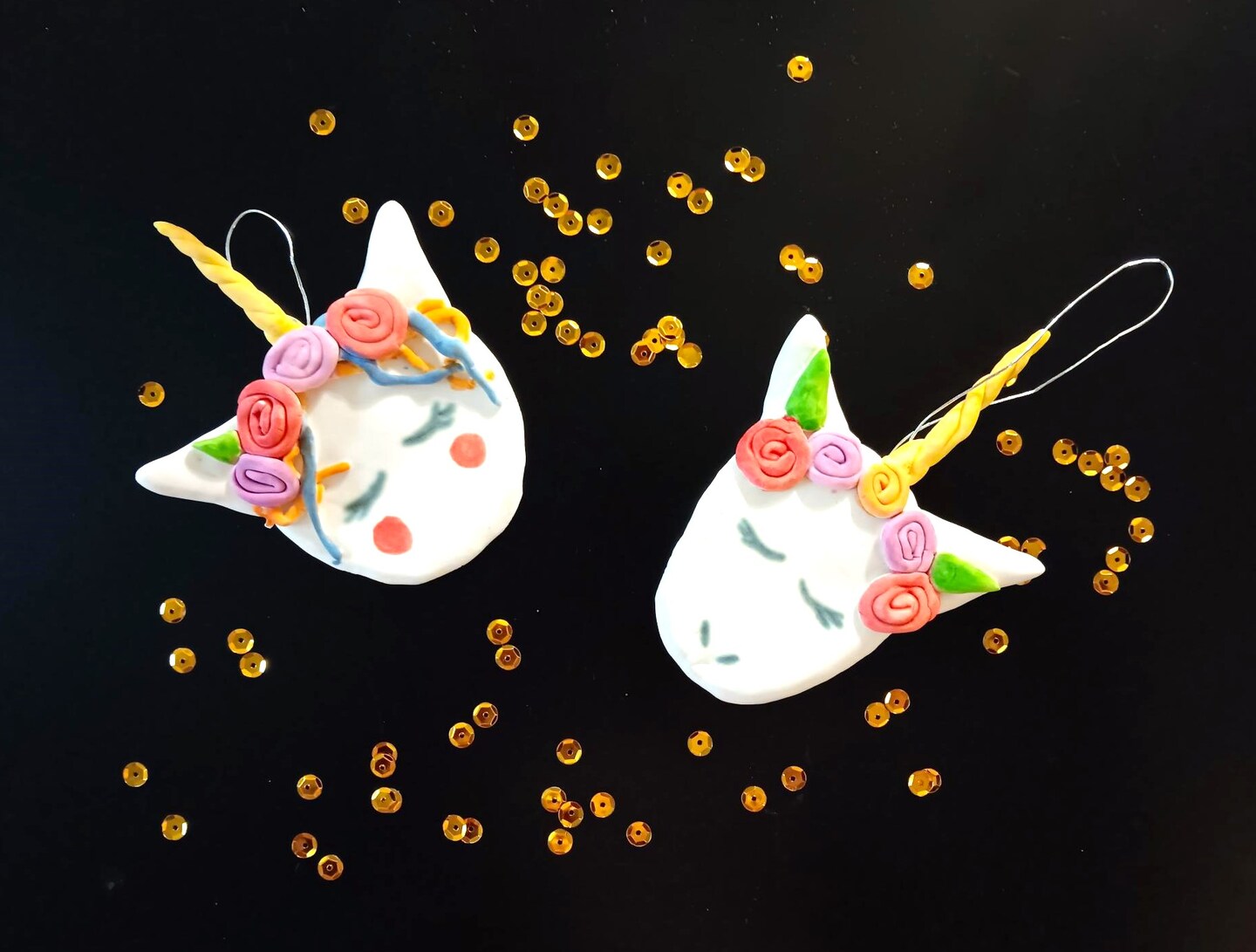 Make unicorn ornaments with model magic clay