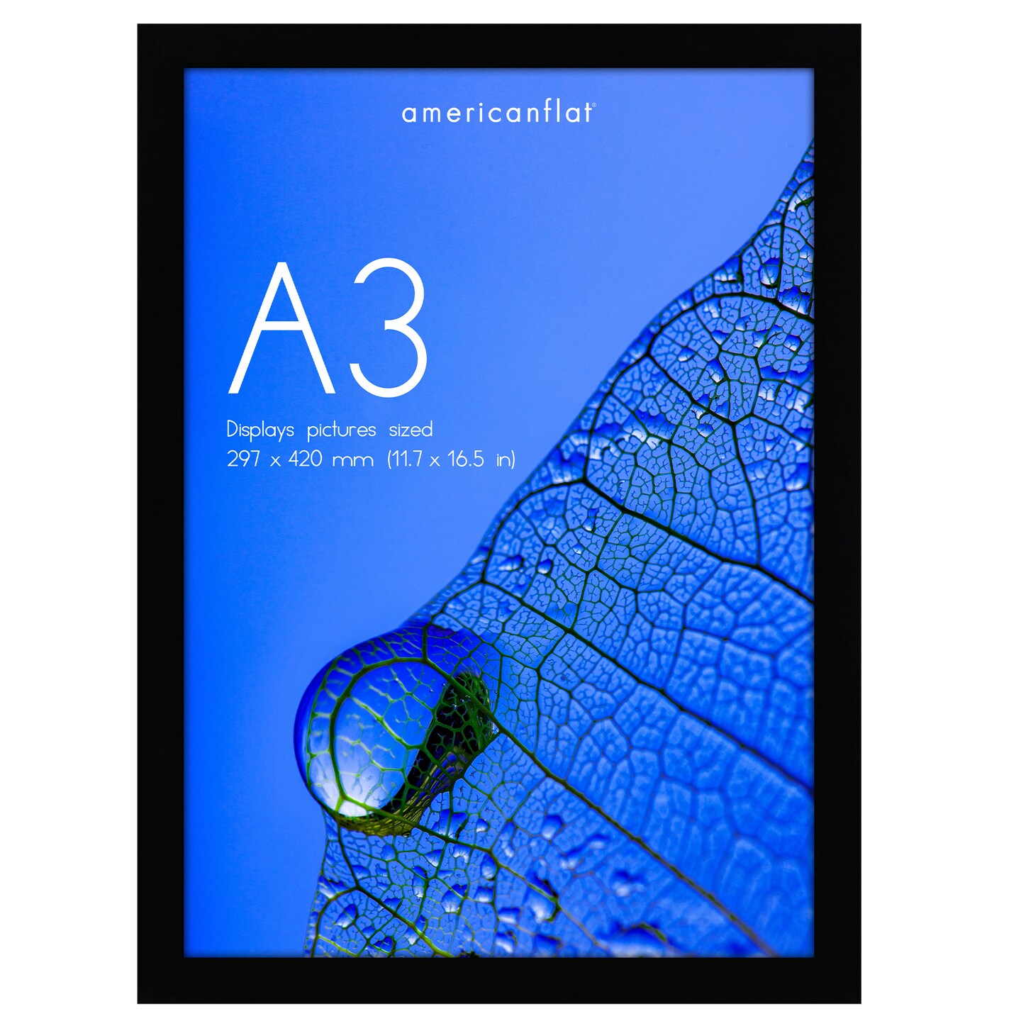 Americanflat A2 A3 A4 A5 Poster Frame - Picture Frame to Display Posters - Ideal for Documents and Artwork - Plexiglass Cover - Adjustable Hanging Hardware - Includes Easel