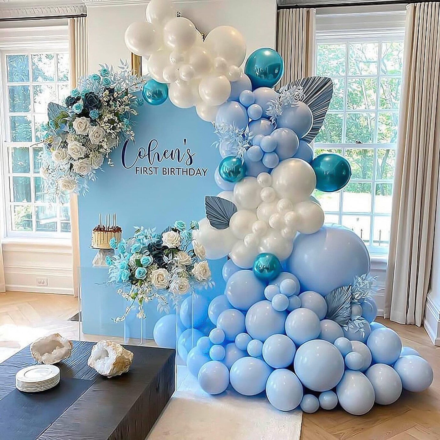 87pcs Pastel Blue Balloons Different Sizes 18 12 10 5 Inches for Garland Arch, Premium Blue Latex Balloons for Birthday Wedding Baby Shower Bridal Shower Party Decorations