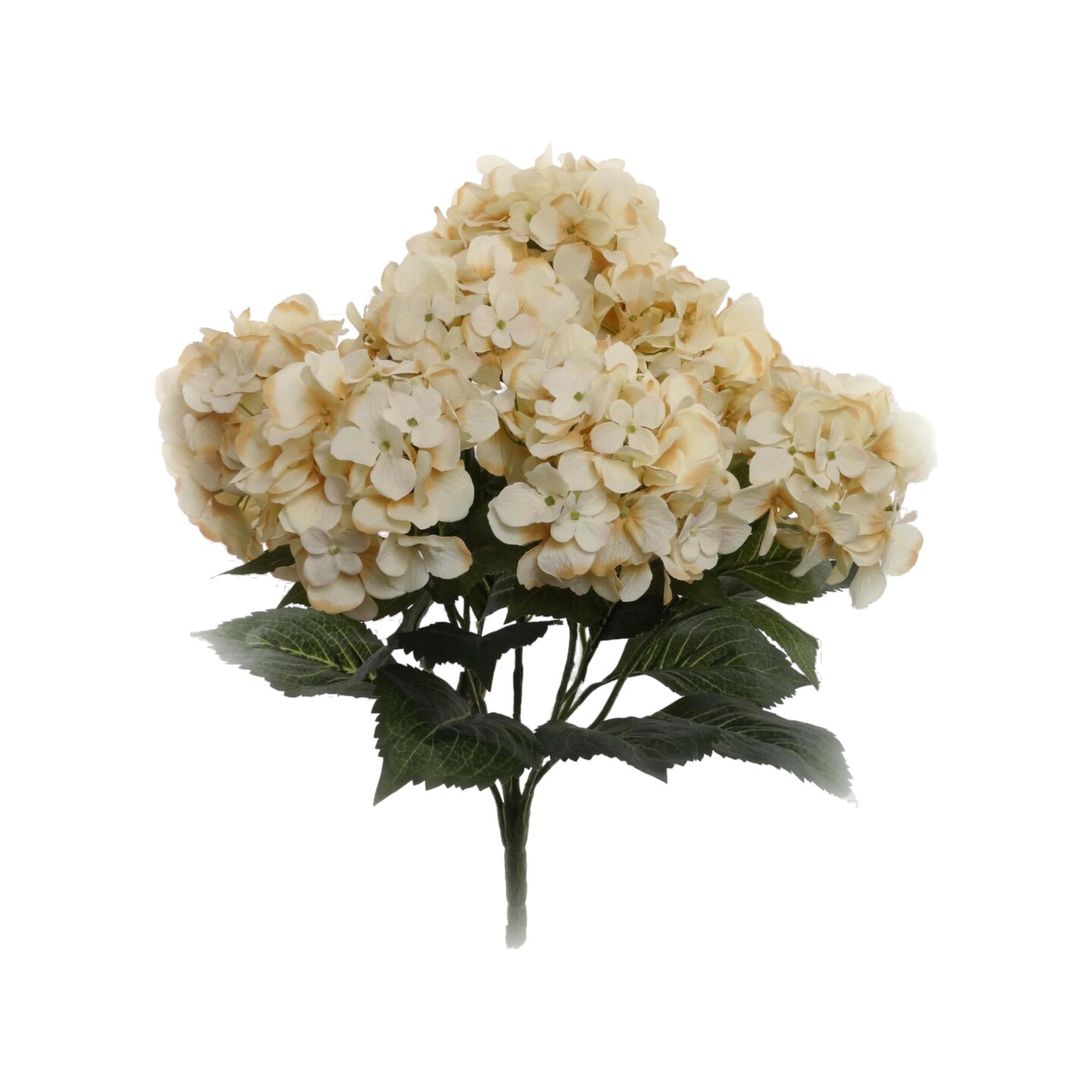 4-Pack: UV Beige Hydrangea Bush with 7 Silk Flowers by Floral Home&#xAE;