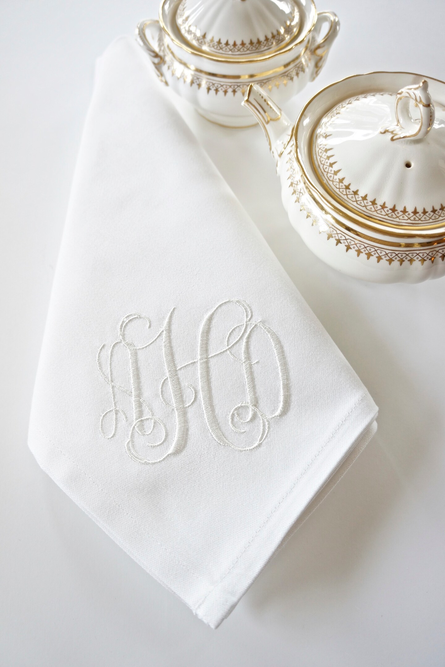 Monogram Scrol Personalized Kitchen Towels Hand Towel 2 piece Set