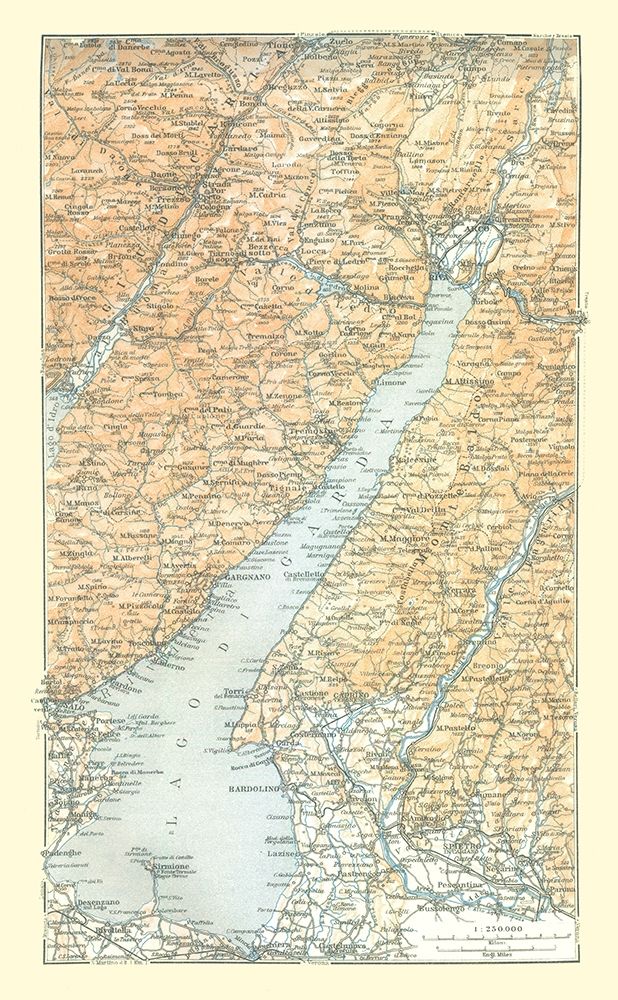 Lake Garda Cities Italy - Bertarelli 1914 Poster Print by Bertarelli Bertarelli # ITIT0193