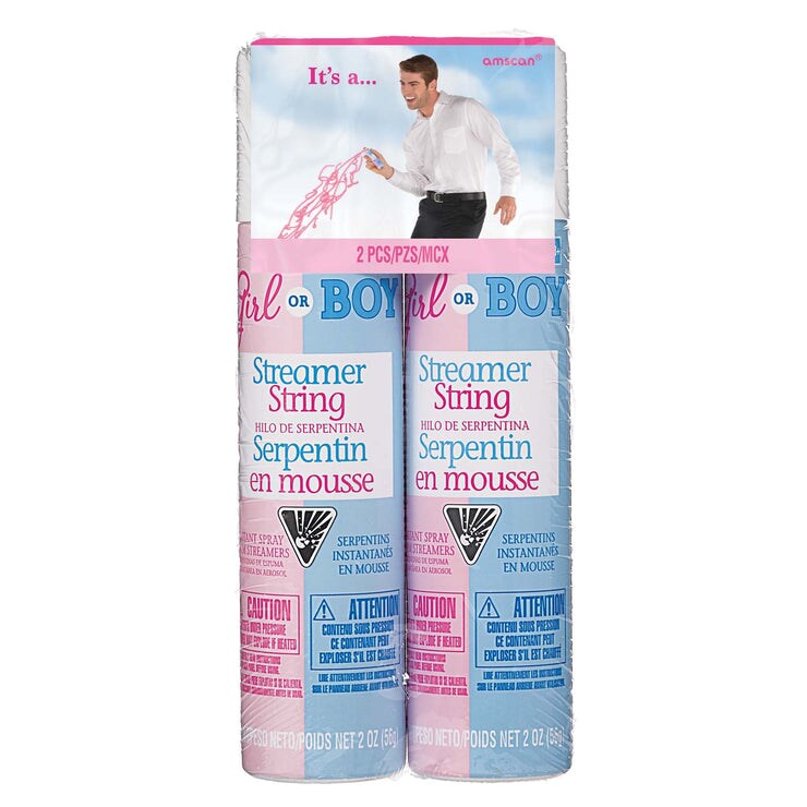 Gender Reveal Streamer String - Pink, 2ct