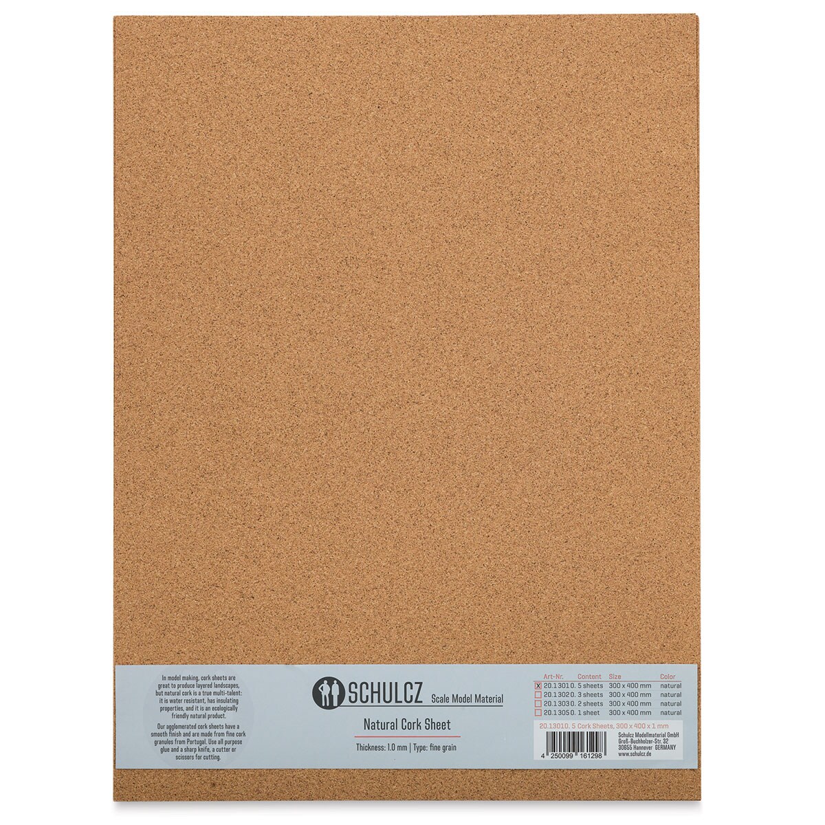 Schulcz Scale Model Cork Sheets - 11-3/4&#x22; x 15-3/4&#x22;, 1 mm, Pkg of 5 Sheets