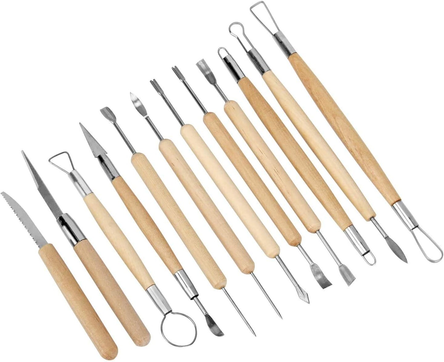 Set of 30 Clay Sculpting Tools Wooden Handle Pottery Carving Tool Kit