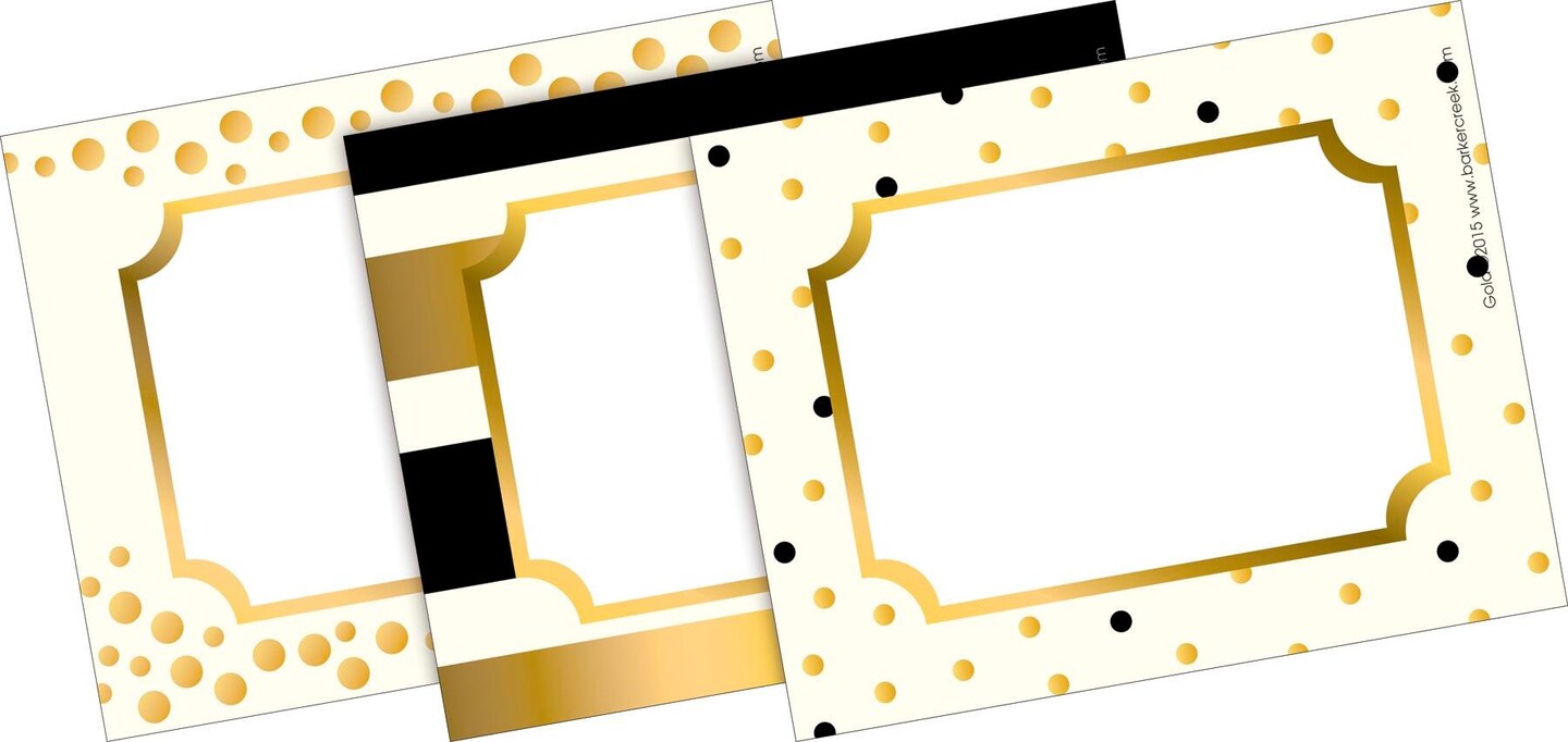 Barker Creek Self Adhesive 24K Gold Name Badges, 3-1/2 x 2-3/4 Inches, Set of 45