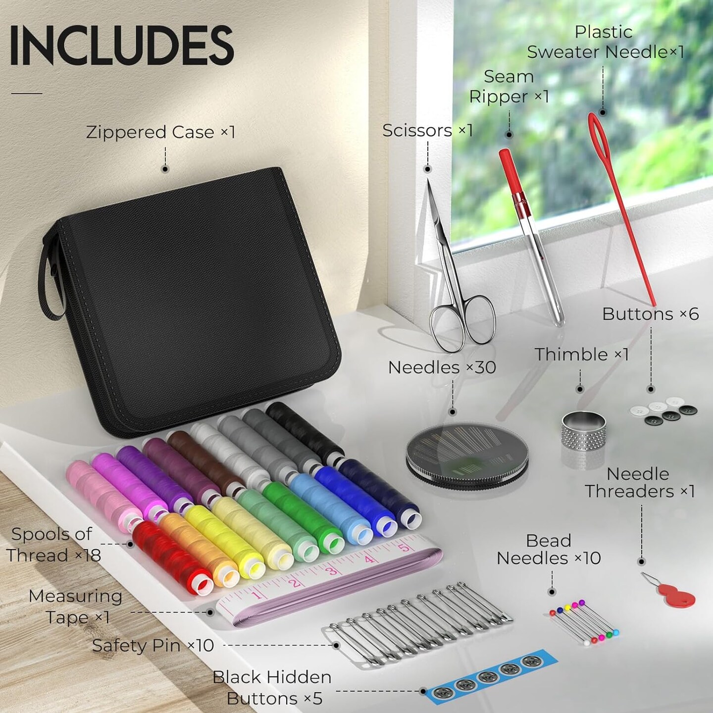 Sewing Kit Gifts for Grandma, Mom, Friend, Adults Beginner Kids Traveler, Portable Sewing Supplies Accessories with Case Contains Thread, Needle, Scissors, Measure Tape, Thimble