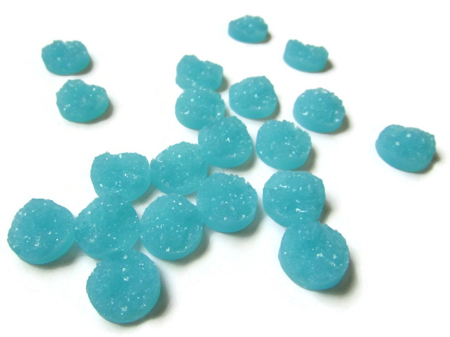 12mm Teal Blue Round Resin Druzy Cabochons
