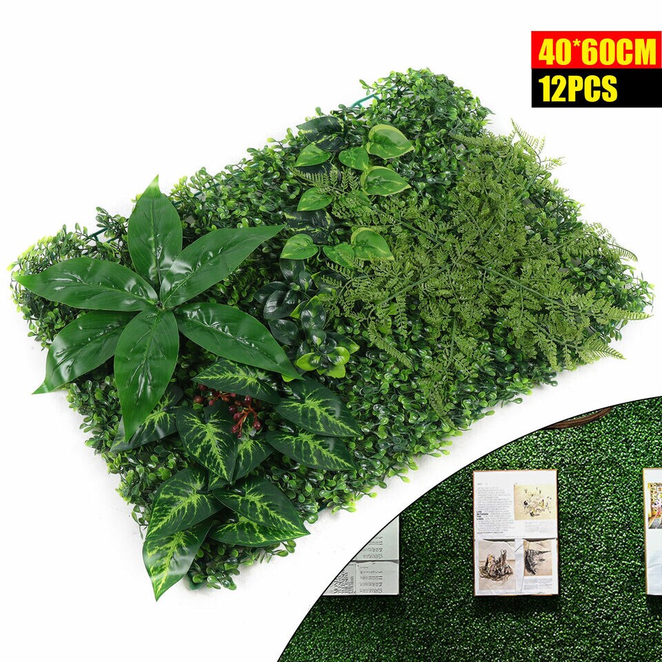 Plant Artificial Mat Greenery Wall Hedge Grass Fence Foliage Panel Decor