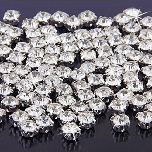 Generic 100 Pcs Silver Plated Shiny Rhinestone Spacer Beads DIY Sewing Jewelry Decoration