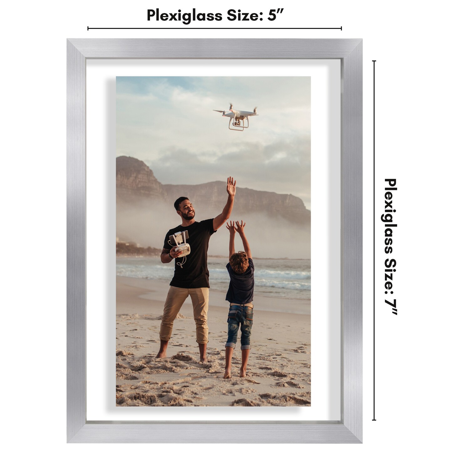 Americanflat Floating Aluminum Picture Frame - Sleek Aluminum Photo Frame for Wall Display - Black Metal Molded Frame - Shatter Resistant Glass - Hanging Hardware