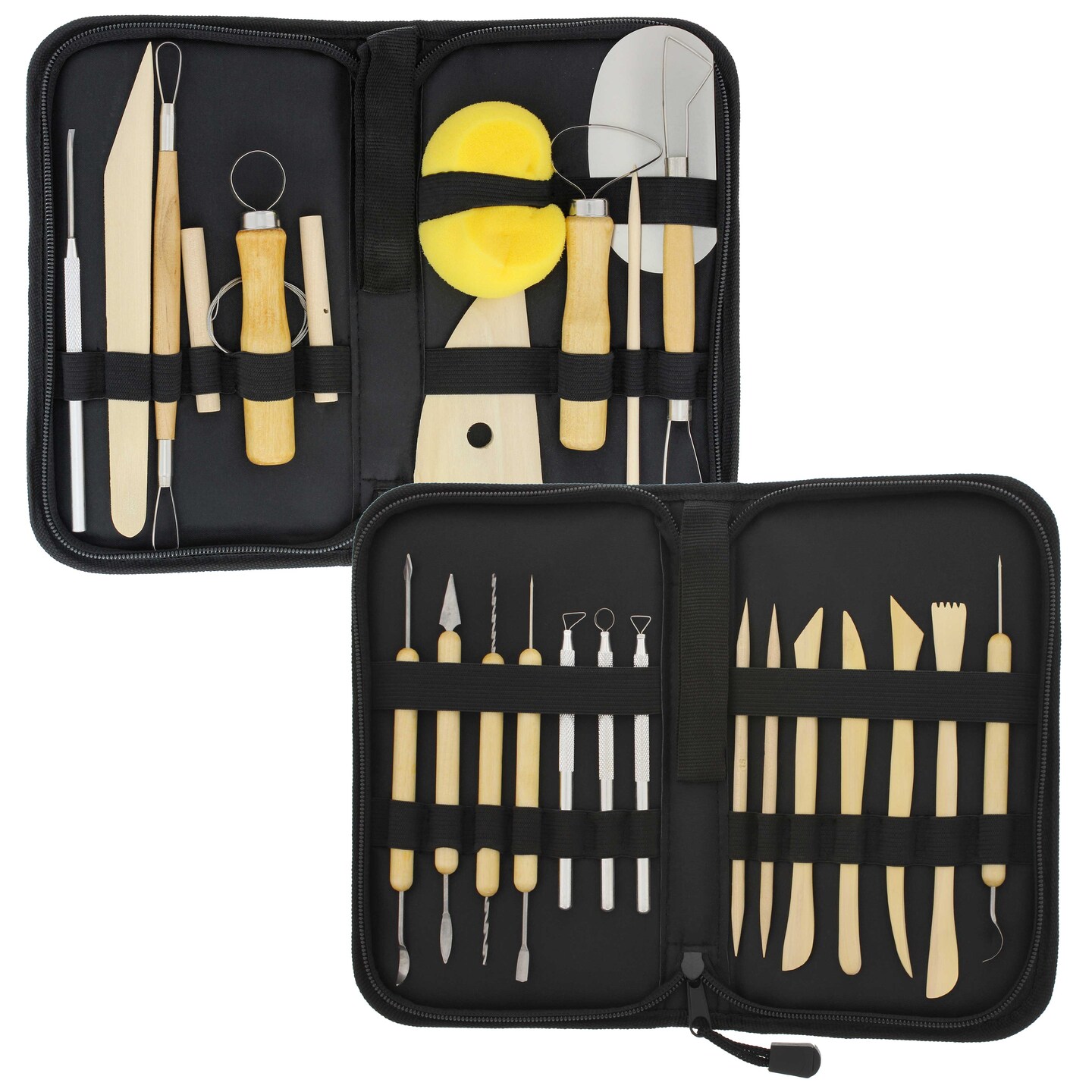 26-Piece Pottery &#x26; Clay Sculpting Tool Sets with Canvas Cases