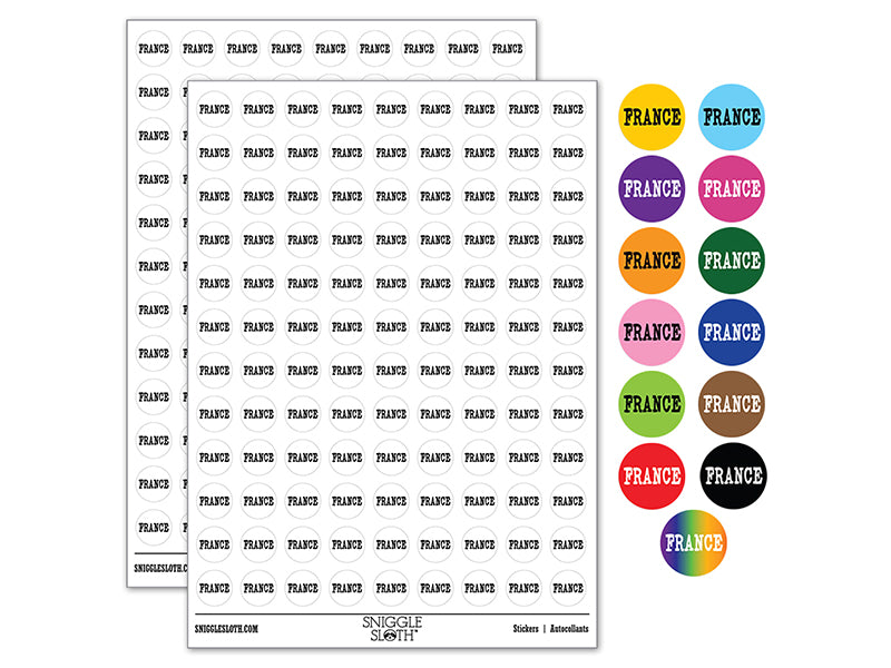 France Fun Text 200+ 0.50&#x22; Round Stickers