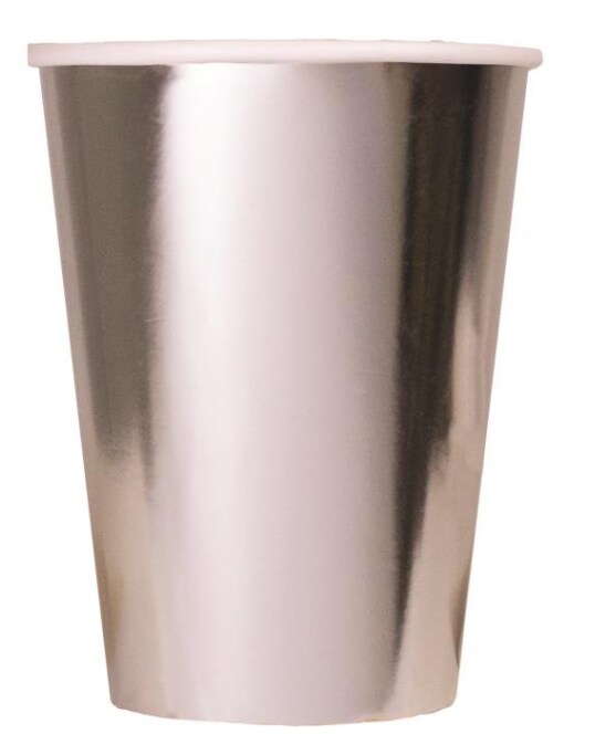 Elegant Metallic Silver Foil Cups 12oz – Disposable 8-Pack for Parties, Weddings, Birthdays & Events