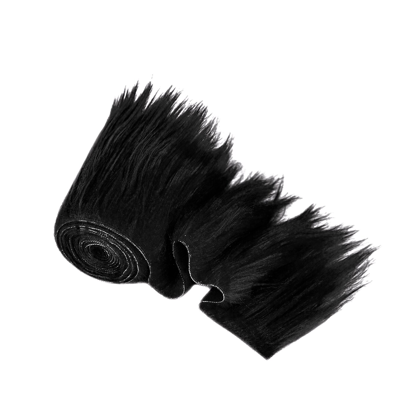 Faux Fur Fabric | Precut Fake Fur Trim Rolls | 6&#x201D; x 60&#x201D; inch Wide Ribbon | Black