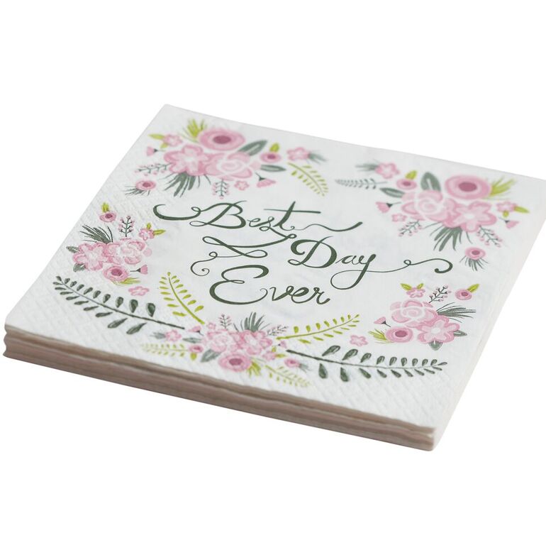Best Day Ever Floral Napkins &#x2013; Perfect for Bridal Showers, Baby Showers &#x26; More (20 Pack)