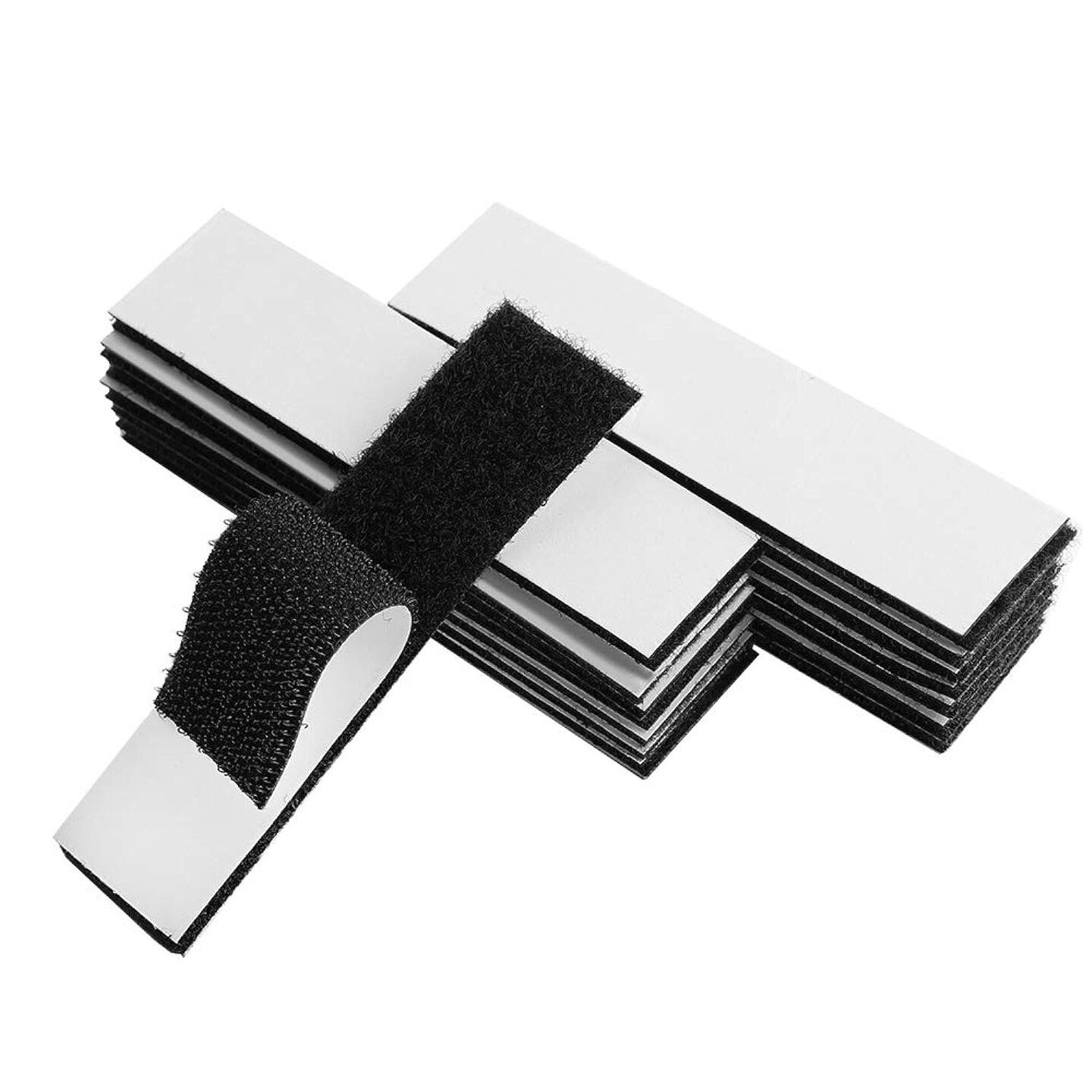 1x4 inch Hook and Loop Strips with Adhesive - 15 Sets, Strong Back Adhesive Fasten Mounting Tape for Home or Office Use - Instead of Holes and Screws, Black