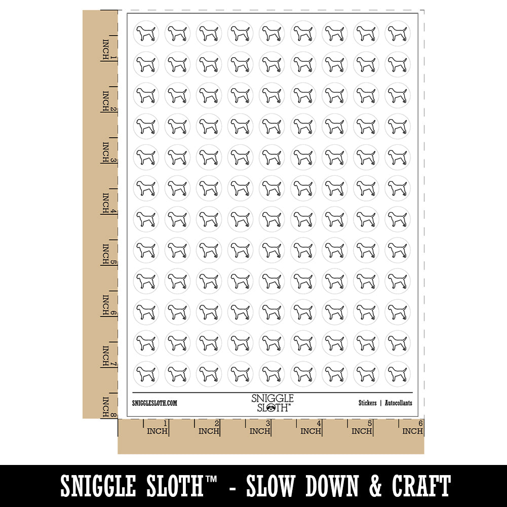 Border Terrier Dog Outline 200+ 0.50&#x22; Round Stickers