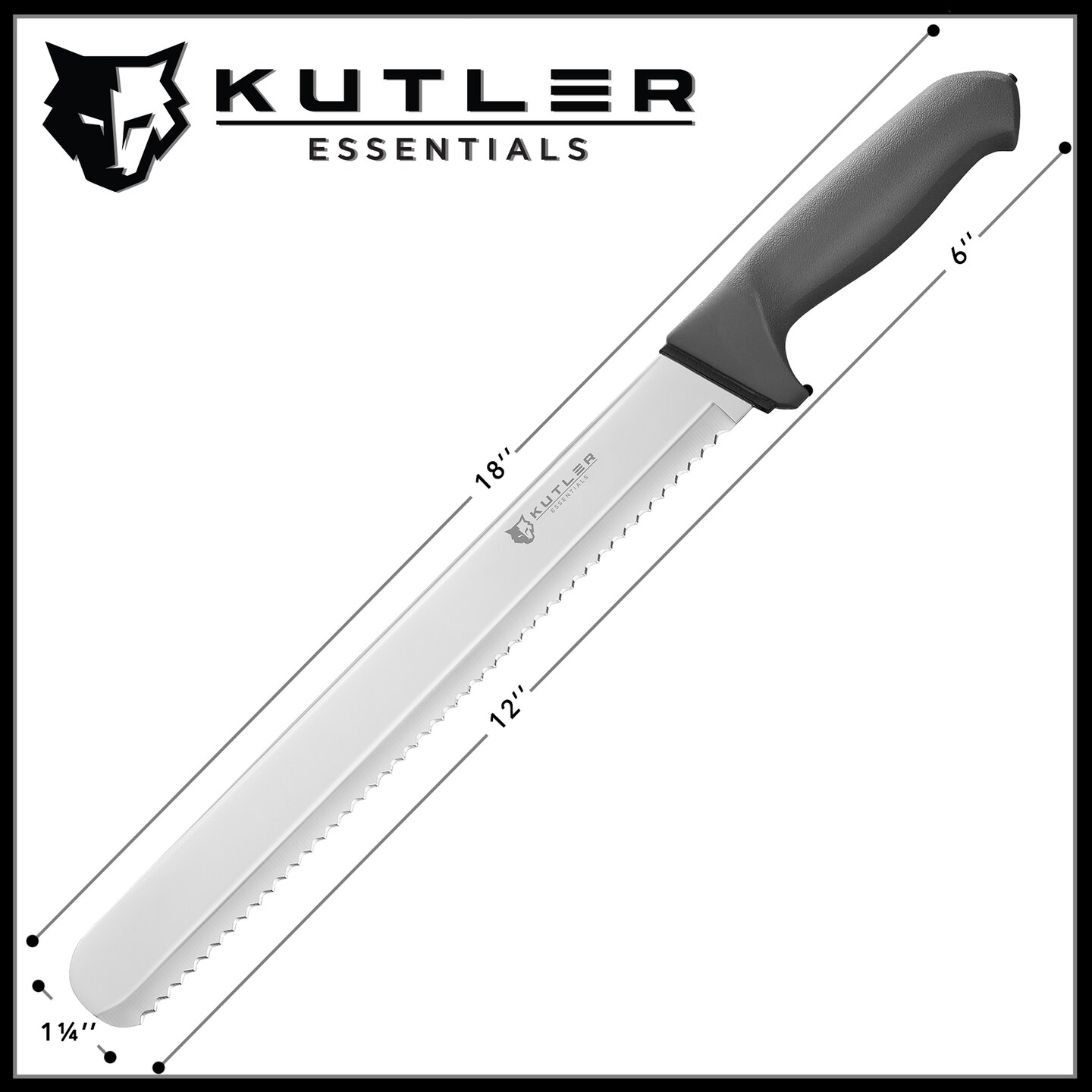 KUTLER Professional Bread Knife and Cake Slicer with Serrated Edge - Ultra-Sharp Stainless Steel Cutlery