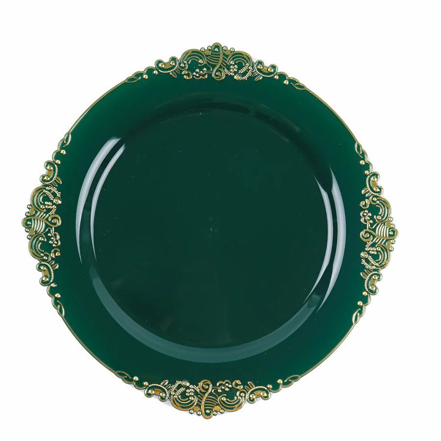 Disposable Plastic Salad Dinner Plates Embossed Baroque Trim Party ...