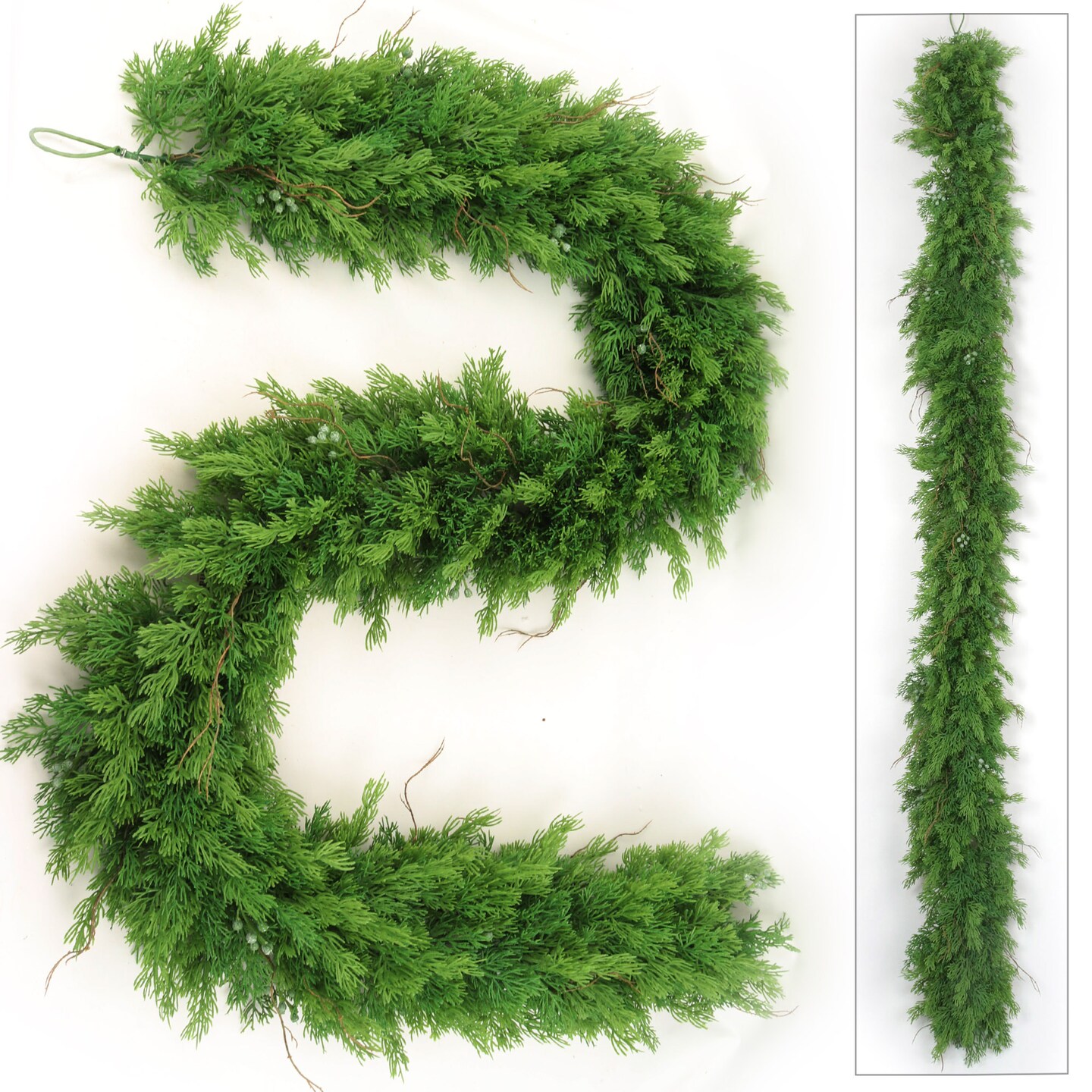 Juniper Pine Garland | 6-Foot | Real Touch Green Berries &#x26; Brown Twigs | Indoor/Outdoor Use | Festive Holiday Decor | Table &#x26; Mantel | Christmas Garland | Home &#x26; Office Decor