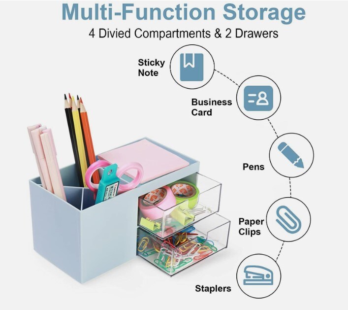 Plastic Desk Organizer with Pen Holder