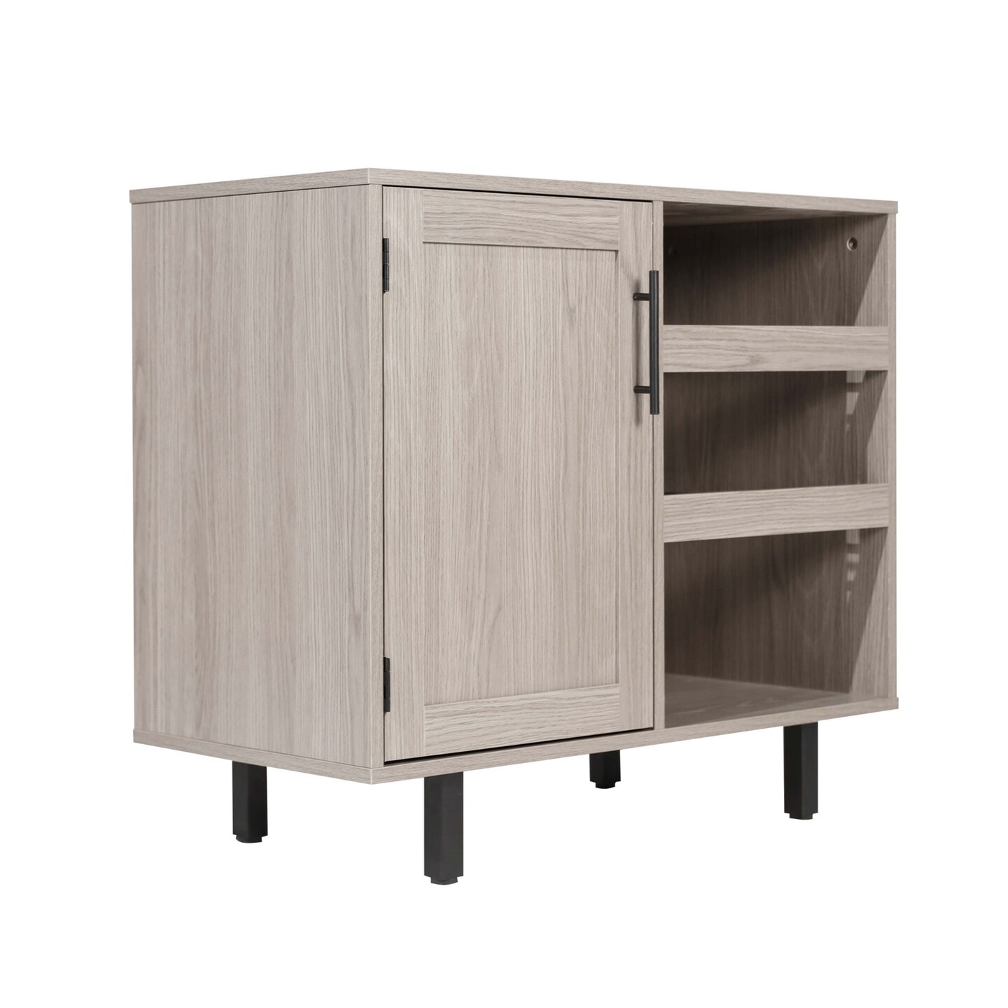Merrick Lane Aloise Bar and Sideboard with Storage Cabinet, Hanging Stemware Holders and Bottle Storage