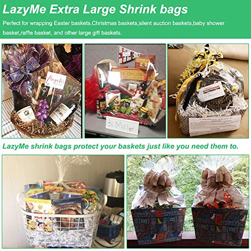 LazyMe Extra Large Jumbo Shrink Wrap Bags Cellophane Bags for Gift Baskets - 40x47 Inch Christmas Basket Bags (5 pcs, XXXL)