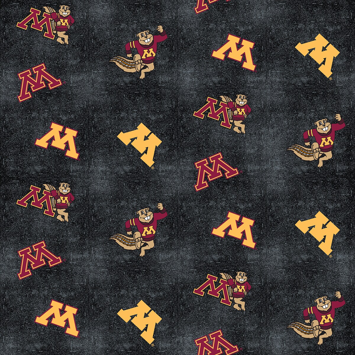 Sykel Enterprises-University of Minnesota Flannel Fabric-Minnesota Golden Gophers Distressed Logo Cotton Flannel Fabric