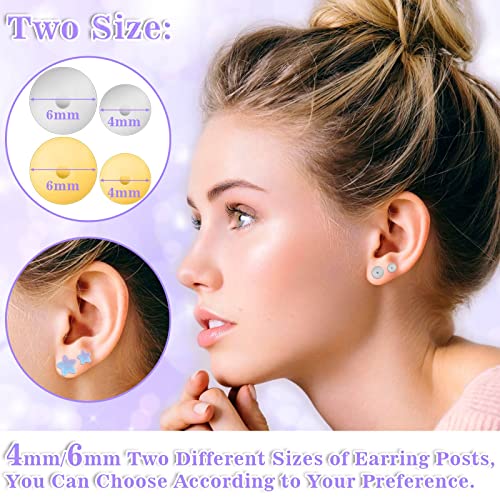 600 pieces Jewelry Glue with Earring Posts for Jewelry Making, Stainless Steel Earring Posts and Backs Silver and Gold Earring Posts with Rubber Earring Backs for Earring Making Supplies