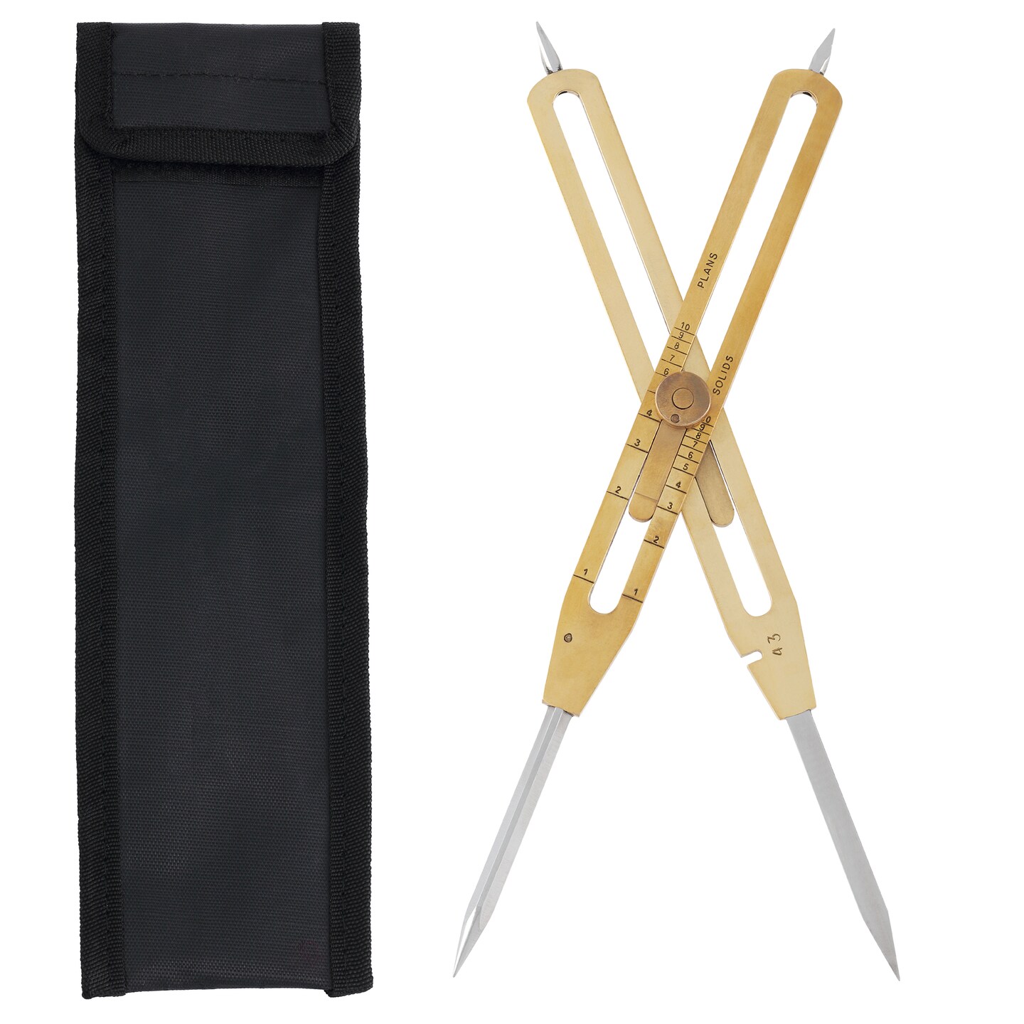 Acurit 9" Brass Proportional Divider - Solid Steel Points, Adjustable Legs, Graduated Measurement, Includes Carrying Case for Easy Transport and Store