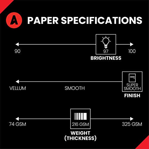 Accent Opaque White 80lb, 8.5” x 11” Cardstock Paper, 216gsm, 250 Sheets 1  Ream, Premium Super Smooth Heavy Cardstock Printer Paper for Ink Heavy