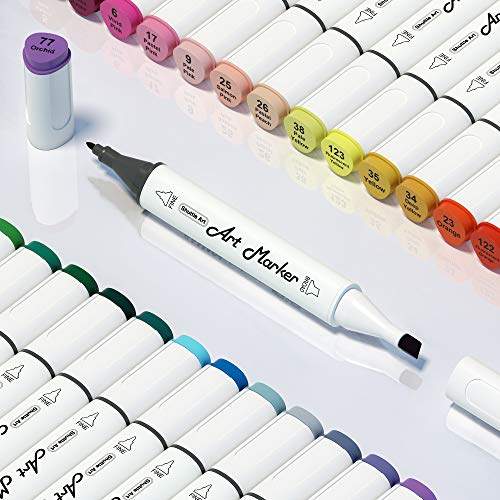 Shuttle Art 88 Colors Dual Tip Alcohol Based Art Markers, 88 Colors Plus 1 Blender Permanent Marker Pens Highlighters with Case Perfect for Illustration Adult Coloring Sketching and Card Making