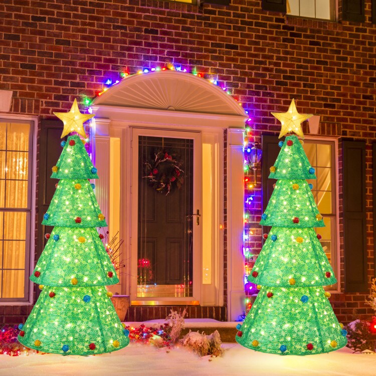Pop-Up Christmas Tree with 200 Warm White LED Lights for Indoors &#x26; Outdoors