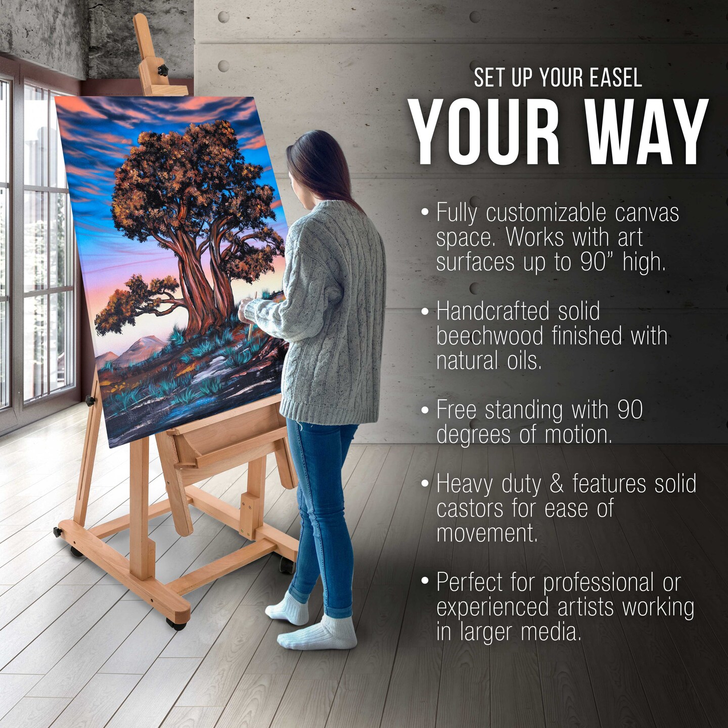 Art Painting Material Beech Wood Easel Large Small Painting Board Display  Tools Advertising Easel Folding Painting Sketch