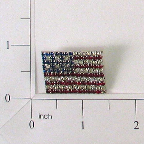 American Flag Rhinestone Pin 1 1/8&#x22; X 7/8&#x22;