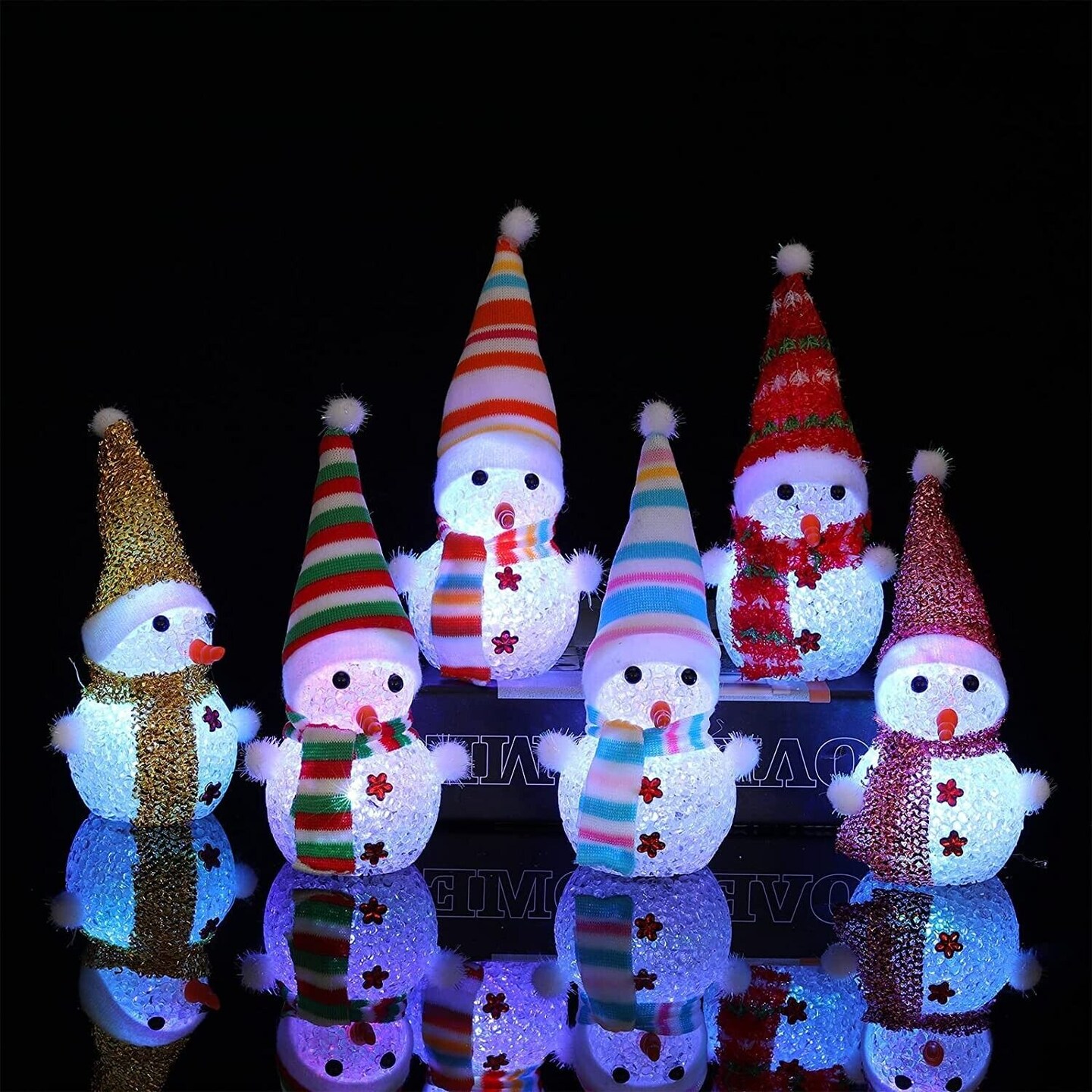 Mini Snowman Light Up Christmas Decor 8 packs