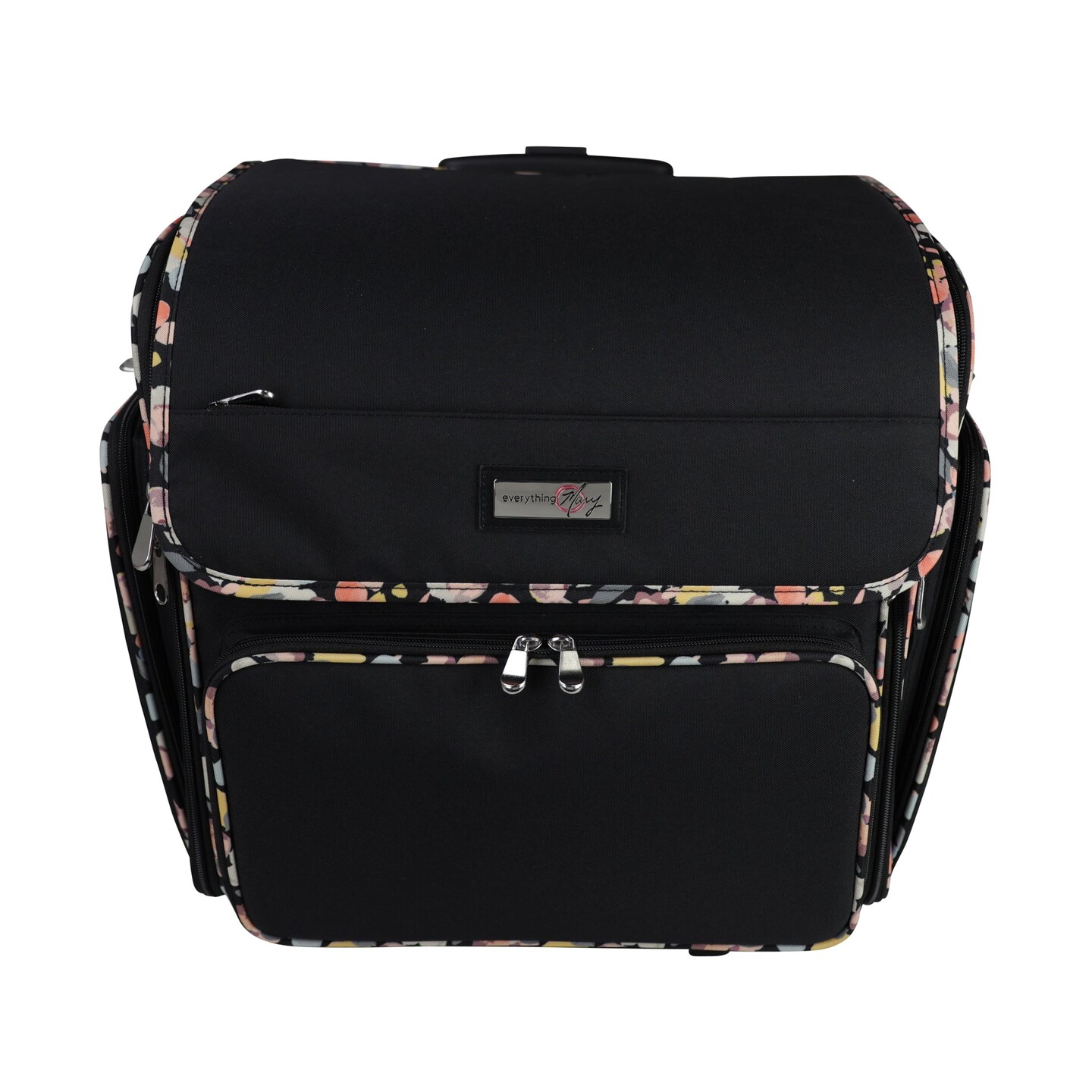Deluxe Collapsible Rolling Scrapbook Case, Black &#x26; Floral