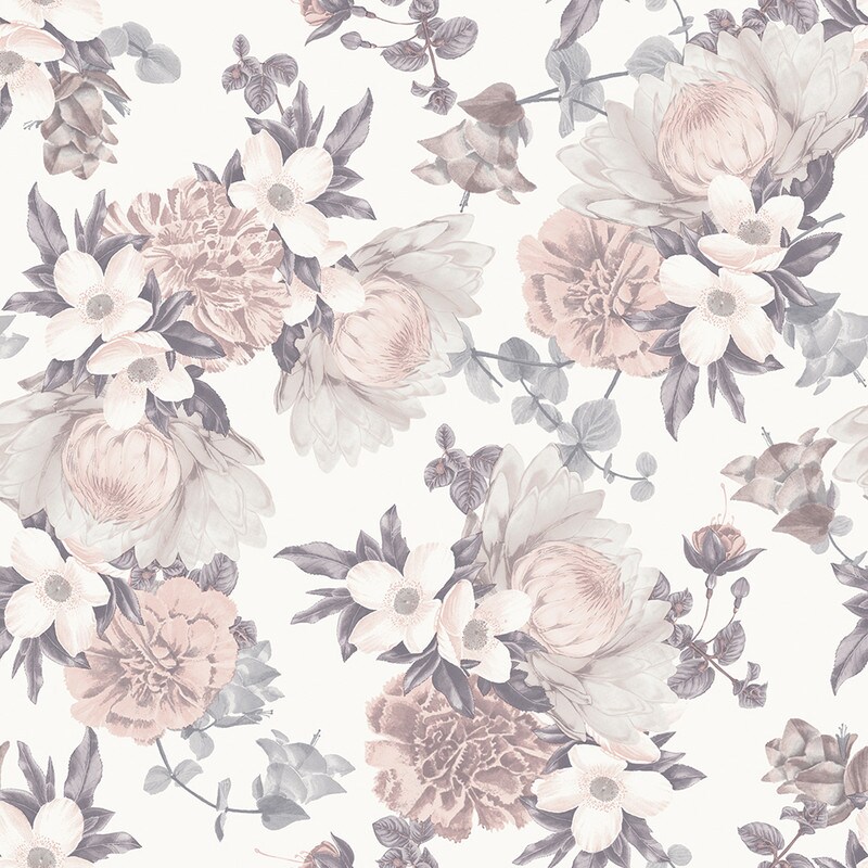 Tempaper Botanical Peel and Stick Wallpaper Pink/Grey Blossom