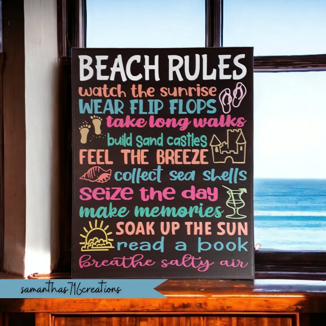 Beach Theme Decor Painted Canvas With Beach Rules For Home MakerPlace by  Michaels