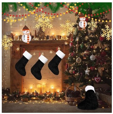 Christmas Mini Stockings, 6 Pack 9 Inches Knit Knitted Snowflake Reindeer Rustic Holiday Decorations, Cream Burgundy Goodie Bags for Family Friends