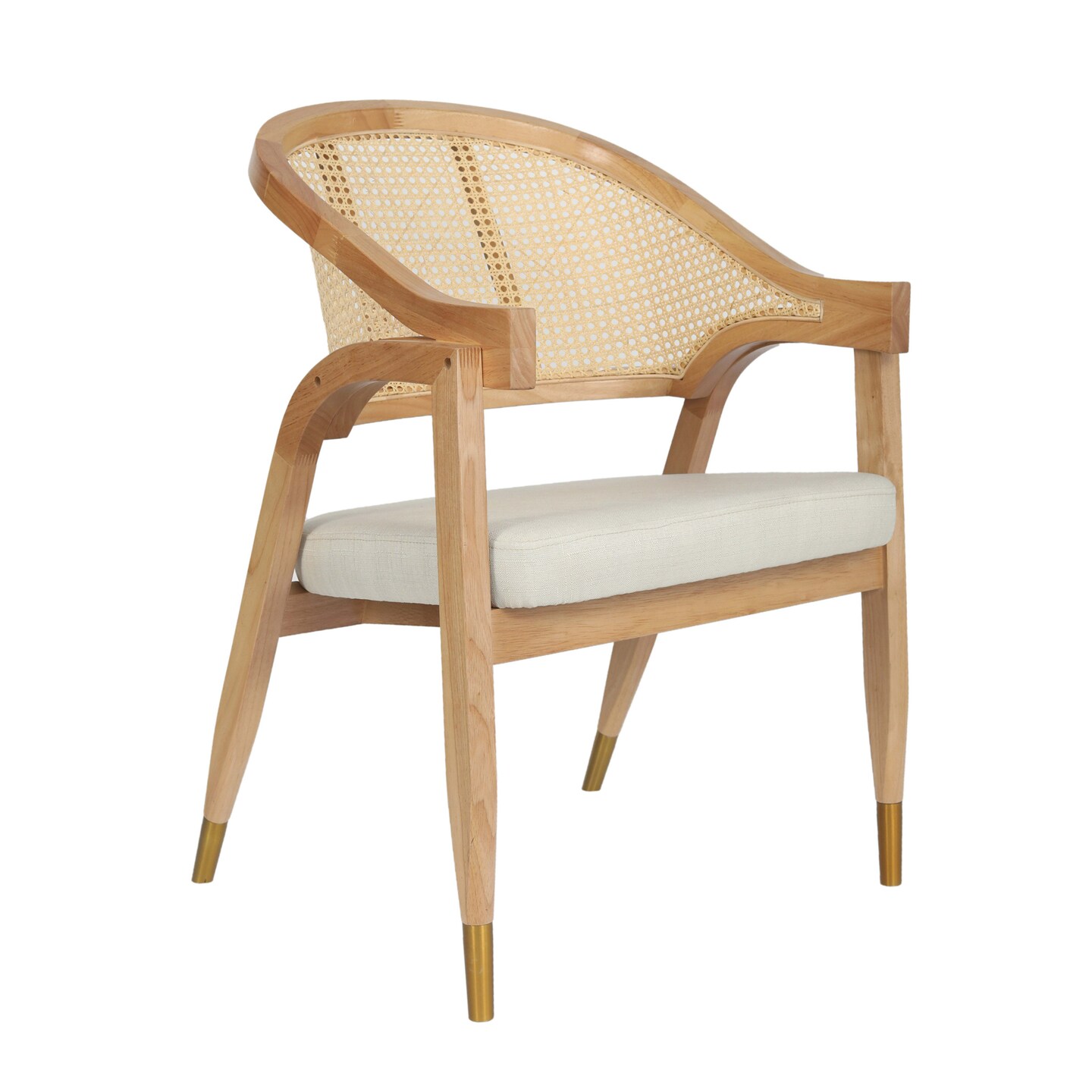Merrick Lane Bronson Cane Rattan Padded Accent or Dining Chair with Metallic Accented Legs