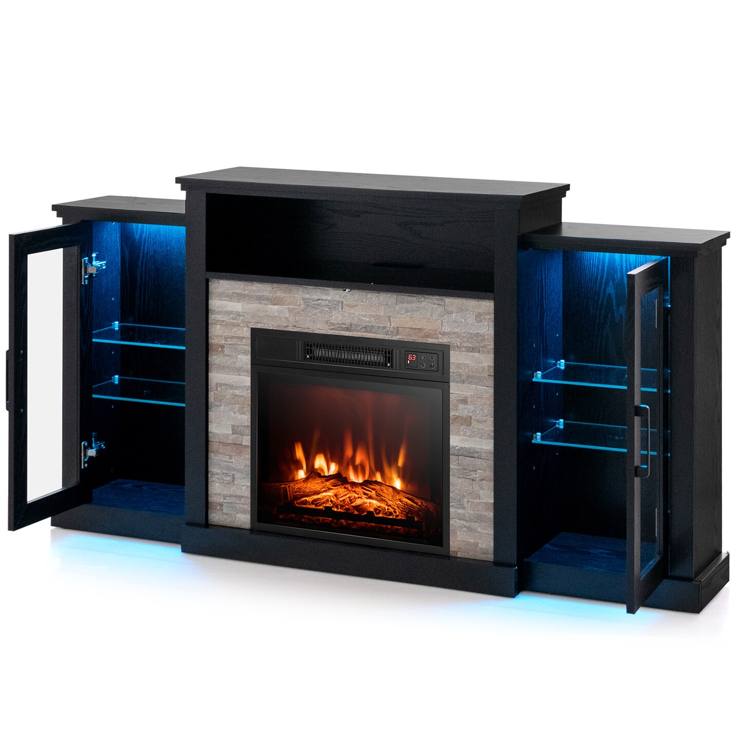 Fireplace&#xA0;Entertainment Center Stand with 16-Color LED Lights for TVs