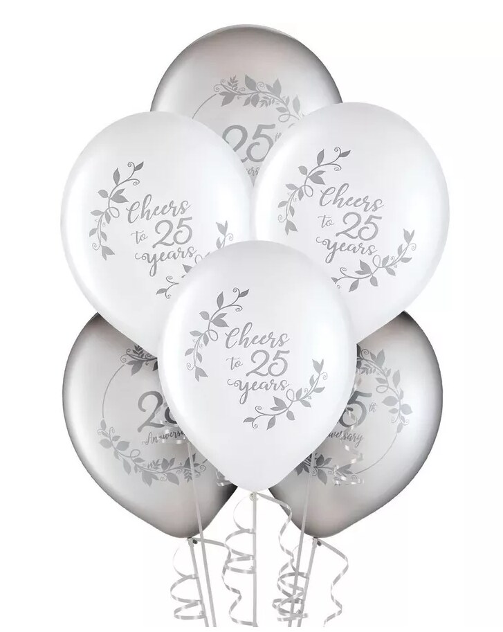 Happy 25th Anniversary 12&#x22; Latex Balloons, 15ct