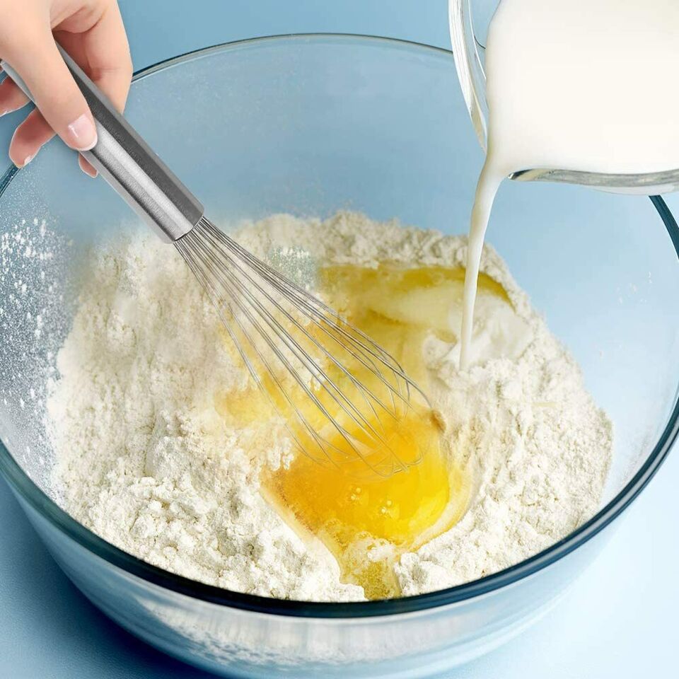 2-in-1 Stainless Steel Whisk Blender with Egg Separator and Silicone Scraper.