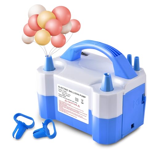YIKEDA Electric Air Balloon Pump, Portable Dual Nozzle Electric Balloon Inflator/Blower for Party Decoration,Used to Quickly Fill Balloons - 110V 600W [Blue]